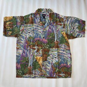 VTG Pataloha Patagonia Hawaiian Shirt Size L/XL 1994 Native Tribe Tiki Print